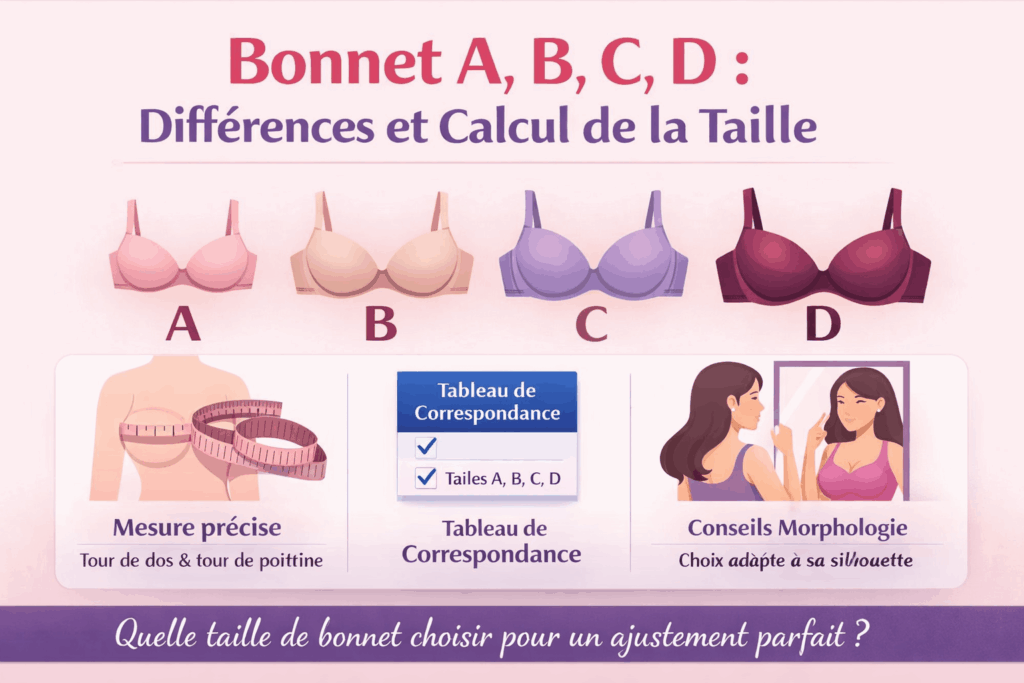 Méthode de calcul précise pour connaître sa taille de bonnet A, B, C ou D